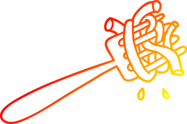 Bir insan tarafından çatalla çizilmiş bir spagettinin sıcak gradyan çizimi