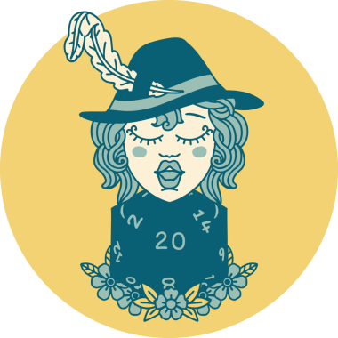 Bir insan tarafından çizilmiş 20 zarlı insan ozan ikonu