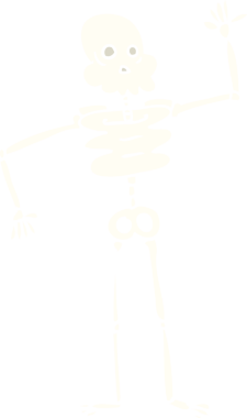 Bir insan tarafından çizilmiş düz renk çizim karikatürü iskeleti