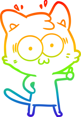 gökkuşağı gradyan çizgi çizimi bir insan tarafından çizilmiş sürpriz bir kedi