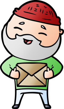 Bir insan tarafından çizilmiş mutlu sakallı bir adam.