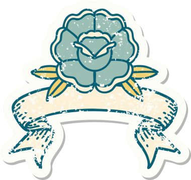 Bir insan tarafından çizilmiş çiçeğin bayrağını taşıyan eski bir etiket.