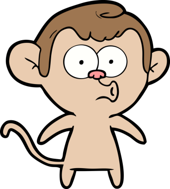 Bir insan tarafından çizilmiş korna çalan maymun.