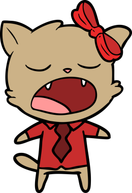 Bir insan tarafından çizilmiş esneyen kedi çizgi filmi.