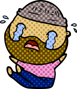 Çizgi film sakallı adam bir insan tarafından çizilmiş ağlıyor.