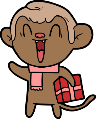 Bir insan tarafından çizilmiş gülen maymun çizgi filmi