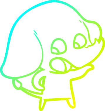 Bir insan tarafından çizilmiş şirin bir filin soğuk gradyan çizgisi