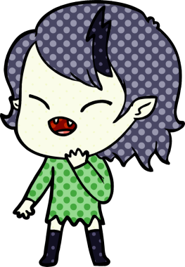 Bir insan tarafından çizilmiş gülen vampir kız çizgi filmi.