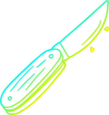 Bir insan tarafından çizilmiş katlanmış bir bıçağın soğuk eğimli çizgisi.