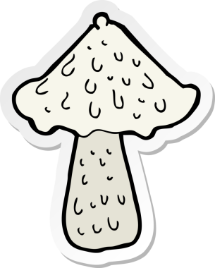 Bir insan tarafından çizilmiş karikatür mantarı çıkartması.