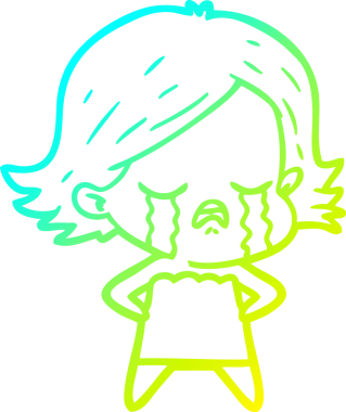 Bir insan tarafından çizilmiş ağlayan bir çizgi film kızı çizimi.