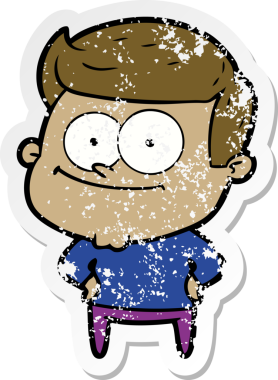 Bir insan tarafından çizilmiş mutlu bir adamın sıkıntılı çıkartması.