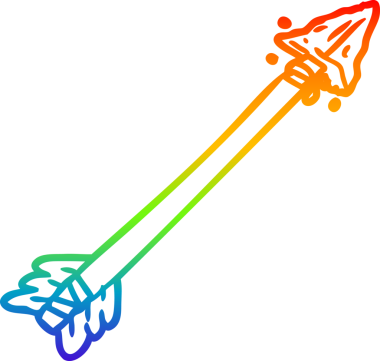 bir insan tarafından çizilmiş ilkel bir okun gökkuşağı gradyanı çizimi