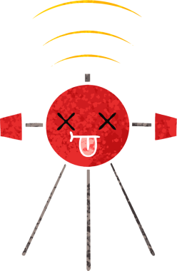 Bir insan tarafından çizilmiş bir uydunun retro çizim tarzı karikatürü