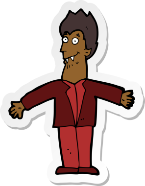 Bir insan tarafından çizilmiş bir vampir adamın çıkartması.