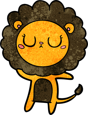 Bir insan tarafından çizilmiş çizgi film aslanı.