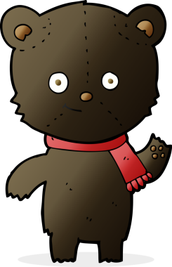 Bir insan tarafından çizilmiş siyah ayı çizgi filmi.