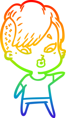 gökkuşağı gradyanı çizimi bir çizgi film kızı şaşırttı bir insan tarafından çizildi