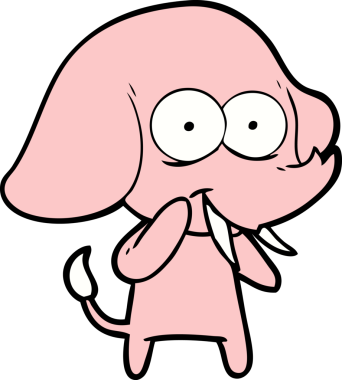 Bir insan tarafından çizilmiş mutlu bir fil.