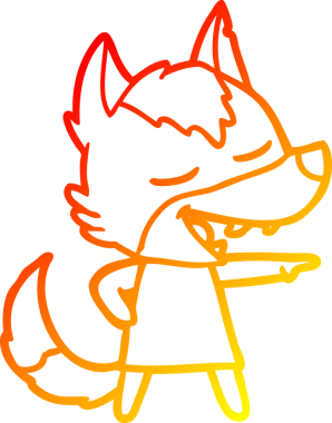 Bir insan tarafından çizilmiş gülen bir kurt çizgi çizimi.