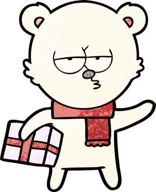 Bir insan tarafından çizilmiş kutup ayısı karikatürü.