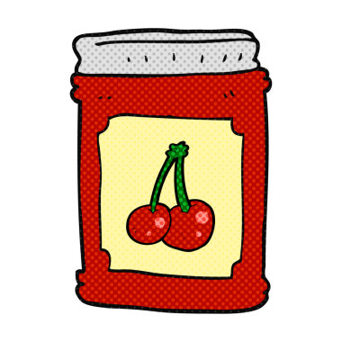 Bir insan tarafından çizilmiş vişne reçel kavanozu.