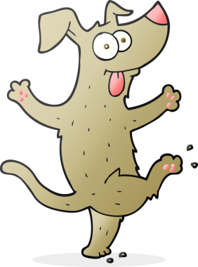 Bir insan tarafından çizilmiş serbest çizim çizgi film köpeği.