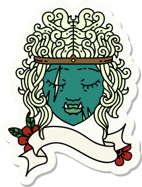 Bir insan tarafından çizilmiş bir ork barbar karakterinin çıkartması.