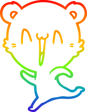 Mutlu bir ayının çizdiği gökkuşağı gradyan çizgi bir insan tarafından çizilmiş.