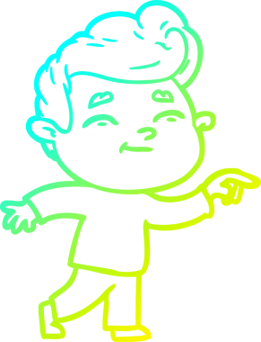 Bir insan tarafından çizilmiş mutlu bir çizgi film karakterinin çizimi.