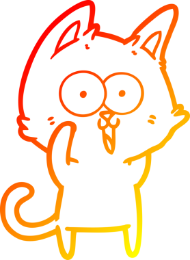 Bir insan tarafından çizilmiş komik bir çizgi film kedisinin sıcak çizgi çizimi