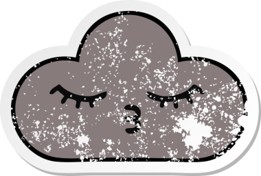 Bir insan tarafından çizilmiş tatlı bir karikatür fırtına bulutunun sıkıntılı çıkartması