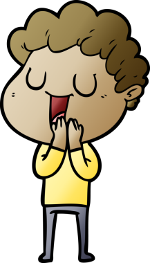 Bir insan tarafından çizilmiş gülen karikatür adam.