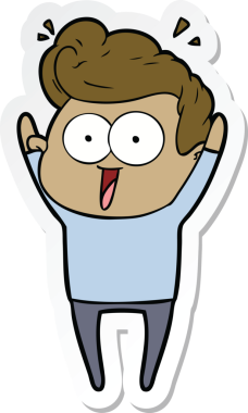 Bir insan tarafından çizilmiş bir karikatür adamın çıkartması.