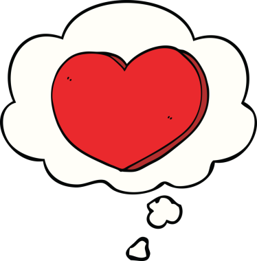Bir insan tarafından çizilmiş düşünce baloncuklu aşk kalbi.