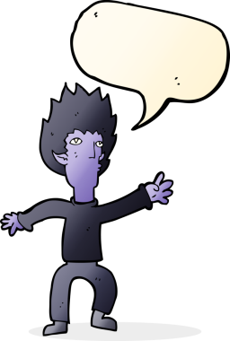 Bir insan tarafından çizilmiş, konuşma balonu olan bir vampir.