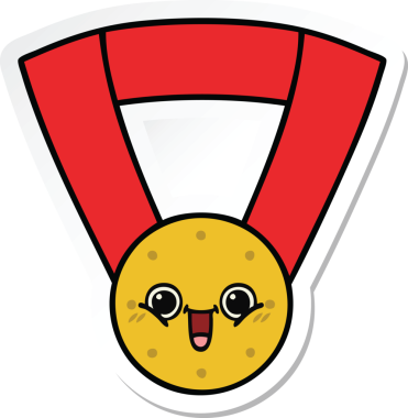 Bir insan tarafından çizilmiş şirin bir altın madalyanın çıkartması.