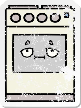 Bir insan tarafından çizilmiş şirin bir mutfak fırınının sıkıntılı çıkartması.