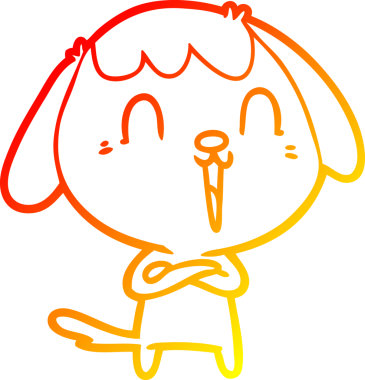 Bir insan tarafından çizilmiş sevimli bir köpeğin sıcak çizgi çizgisi.