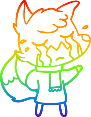 Bir insan tarafından çizilmiş ağlayan tilki çizgi filminin çizimi.