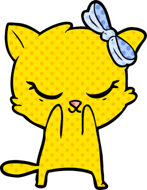 Bir insan tarafından çizilmiş sevimli çizgi film kedisi.