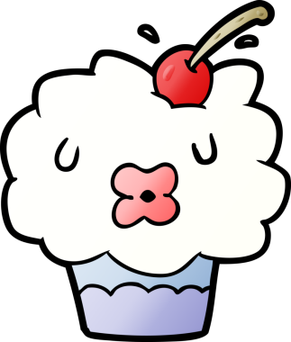 Bir insan tarafından çizilmiş komik bir kek.