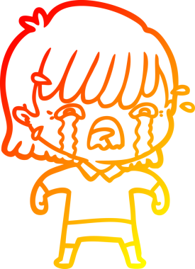 Bir insan tarafından çizilmiş ağlayan çizgi film kızı çizimi.