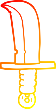 Bir insan tarafından çizilen çizgi film hançerinin sıcak eğimli çizgisi.