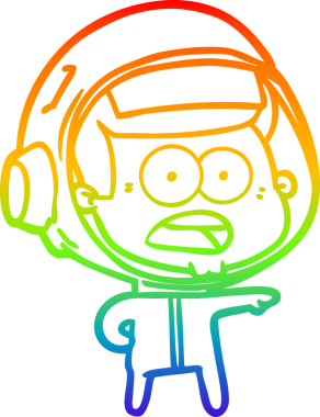 gökkuşağı gradyan çizgi çizimi bir insan tarafından çizilmiş astronot şaşırttı