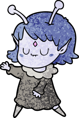 Bir insan tarafından çizilmiş uzaylı kız çizgi filmi.