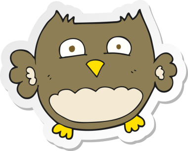 Bir insan tarafından çizilmiş bir baykuşun çıkartması.