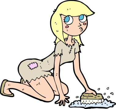 çizgi film Cinderella bir insan tarafından çizilmiş yerleri ovalıyor.