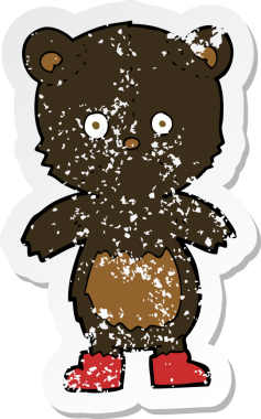 Bir insan tarafından çizilmiş siyah ayı yavrusunun gerilemiş çıkartması.