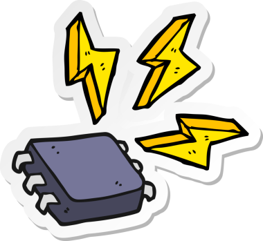 Bir insan tarafından çizilmiş bir bilgisayar çipinin çıkartması.